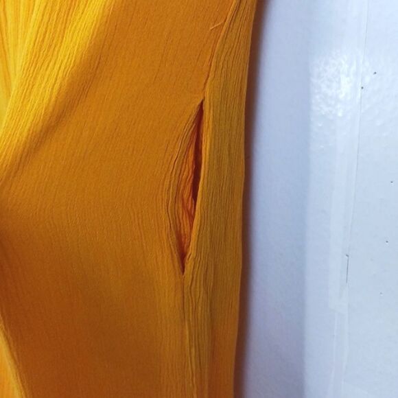 Forever 21 deep yellow spaghetti strap V neck cropped wide leg jumpsuit ( small) - Picture 5 of 8